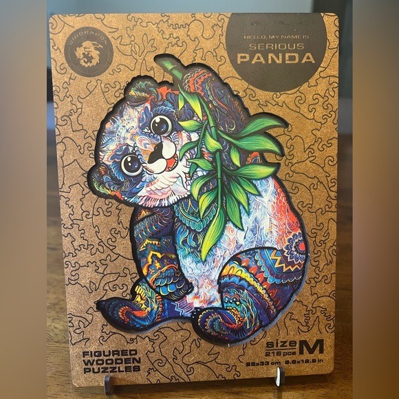 UNIDRAGON Wooden Puzzle - Serious Panda (Medium, 215 pcs) for Adults and Kids - Picture 9 of 10